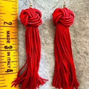 Red Knot Long Fringe Earrings